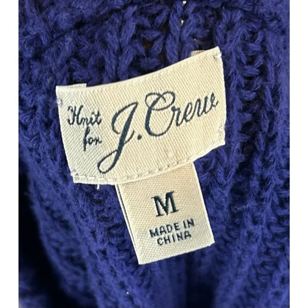 J. Crew Men’s Shaker Stitch Chunky Fisherman Crewneck Sweater Blue Medium
